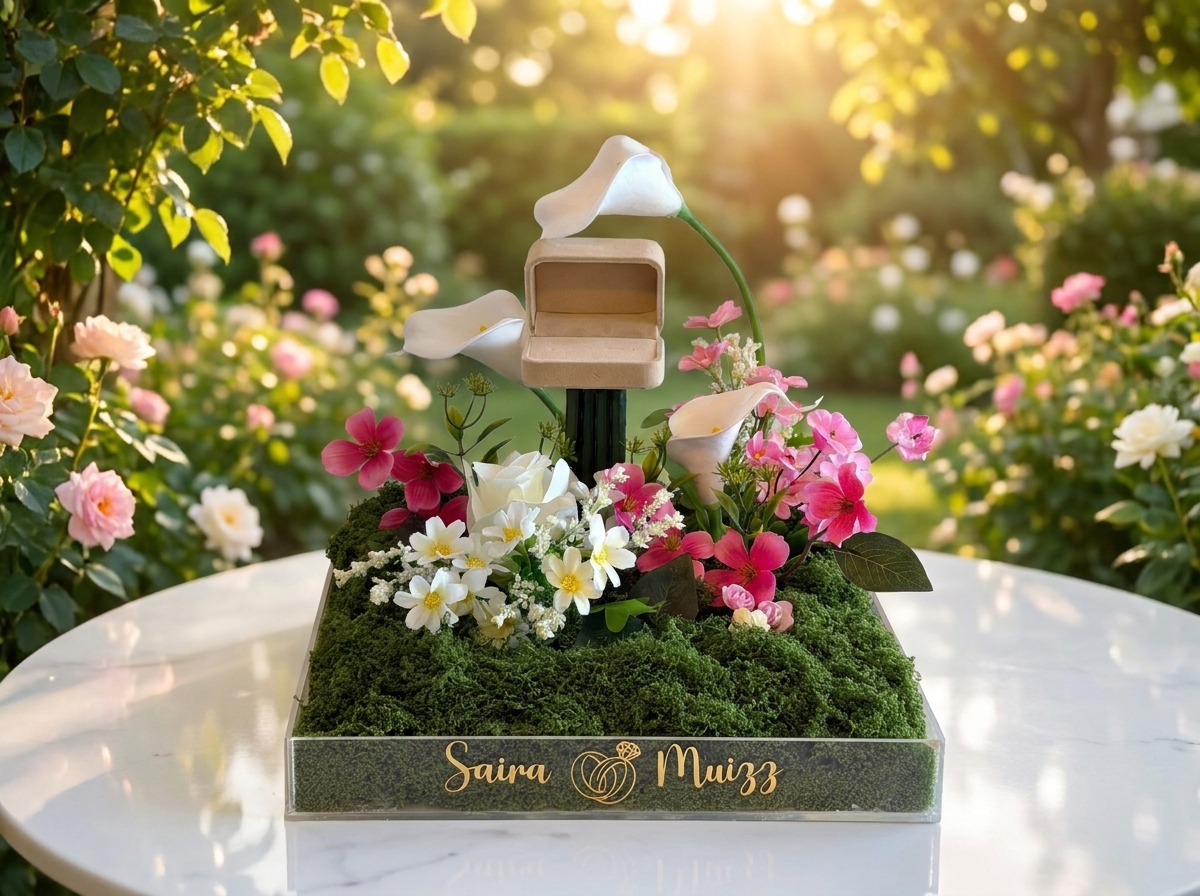 Personalized Floral Ring Box Display